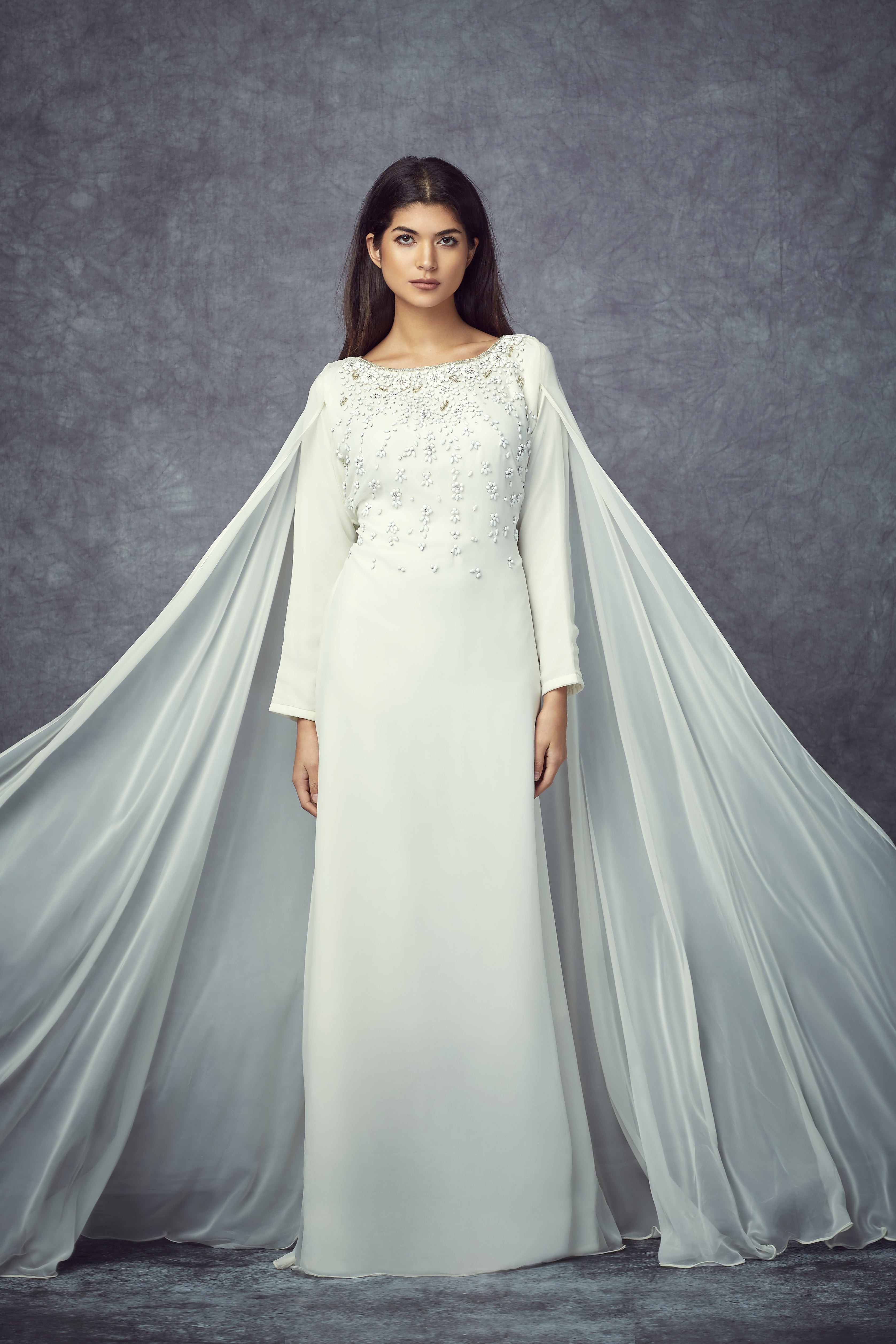 White Cape Gown – Nisaa Boutique |